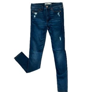 ABERCROMBIE SUPER SKINNY ULTRA HIGH RISE DARK WASH DISTRESSED JEANS SIZE 4R